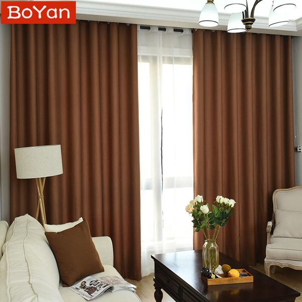 

curtain & drapes latest 4 colors coffee 70%-85% shading modern style solid faux plain linen blackout for living room window custom made
