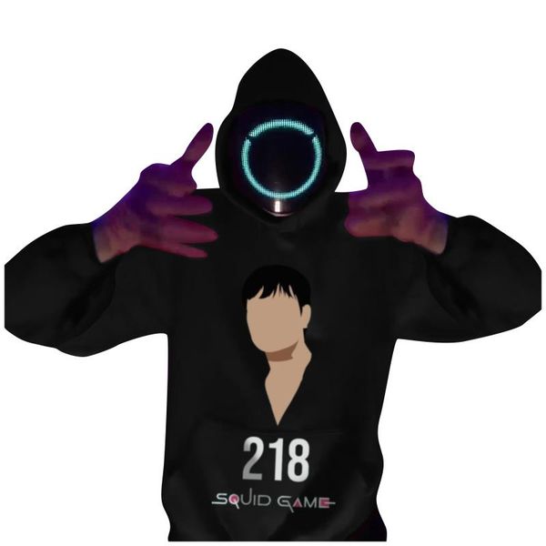 

men's hoodies & sweatshirts squid game costume and women's autumn winter sports fleece hooded pullover fun print long sleeve pocke, Black