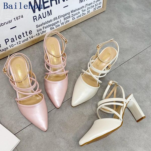 

dress shoes women pumps fashion high heels for sandal 2021 party cross-tied pointed toe square heel high-heeled, Black