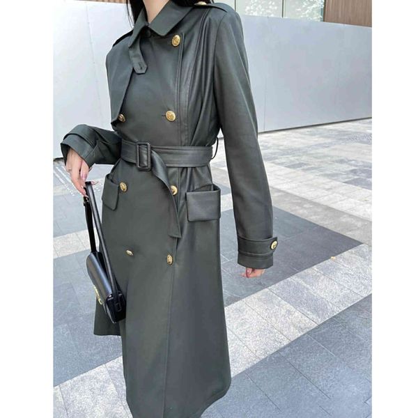 

fashion women lapel coat windbreaker logo brand winter midi coats jackets windproof metal buttons long sleeve casual womens designer clothes, Tan;black