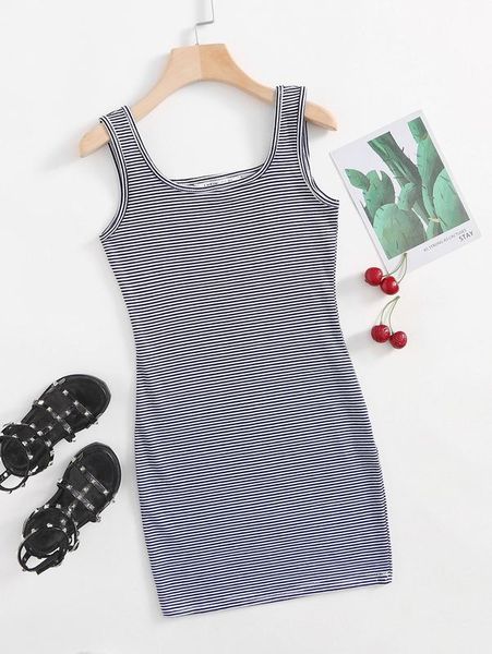 

girls striped tank dress she, Red;yellow