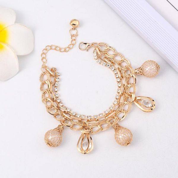 

link, chain bohemian gold pulseras tassel bracelets for women boho jewelry geometric lantern beads layered hand charm bracelet, Black