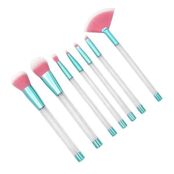 

eyelash curler 7pcs transparent crystal makeup brush set with empty handle diy cosmetic sand brushes make tool(#1 tube han