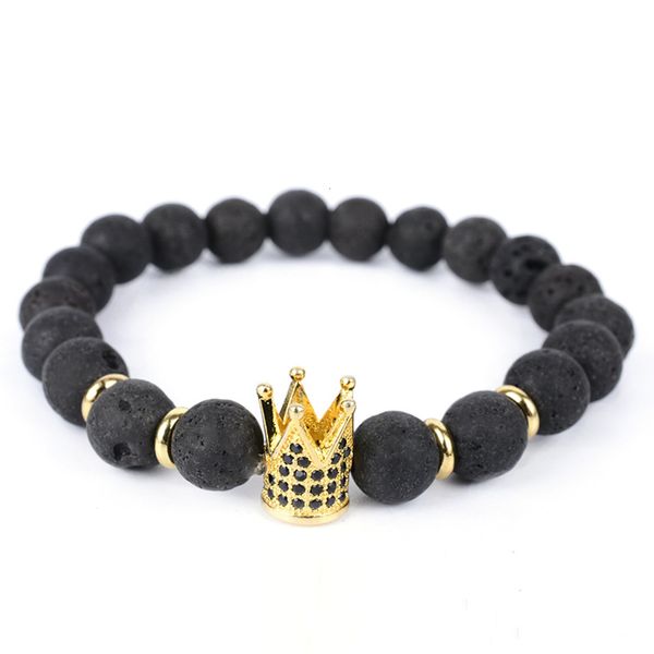 

strands accessories micro inlaid black zircon crown bracelet creative volcanic rock