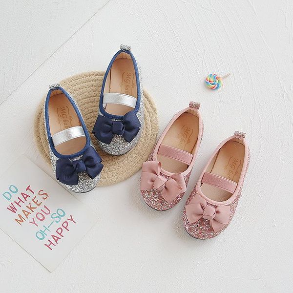 

spring autumn kids casual shoe girl big bow flat children girl princess shoe infant baby party slip-on footwear, Black