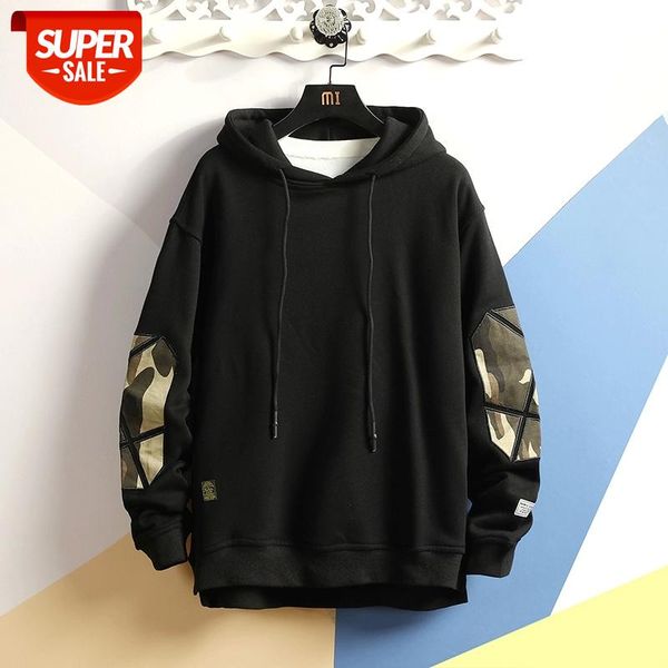 

plus size patchwork contrasted color hoodies 2020 men casual hooded sweatshirt hip hop streetwear fashion hoodie #nd0m, Black