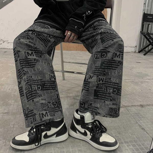 

men's pants vintage clothes men wide leg streetwear fashion skateboard harajuku ankle length trousers, Black