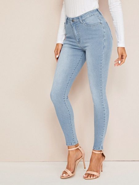 

stonewash skinny jeans 77sm#, Blue