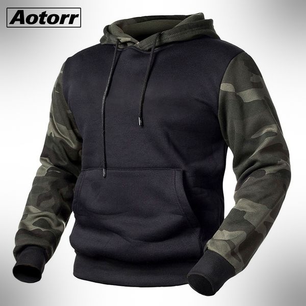 

army green men military camouflage hoodies autumn winter hooded sweatshirts male camo hoody hip hop streetwear brand 4xl 201112, Black