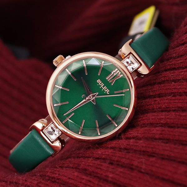 

new lady women's watch japan quartz elegant cut fine hours fashion dress real leather bracelet girl's birthday gift julius box, Slivery;brown