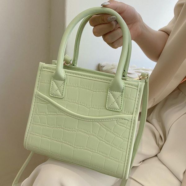 

evening bags stone pattern pu leather crossbody for women small shoulder handbags designer brand trend ladies tote purse green