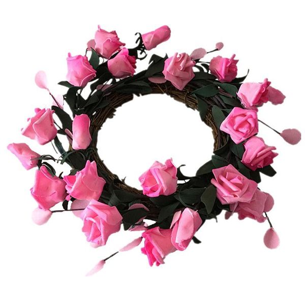 

1pc simulation rose wreath romantic door garland wedding rose pendant decoration