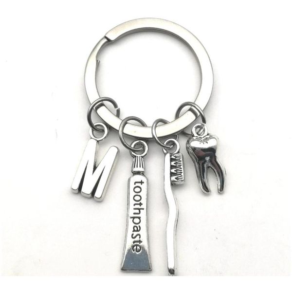 

2020 creative key ring teeth toothbrush toothpaste alphabet keychain appeal to care for the dental doctor nurse family jllmds