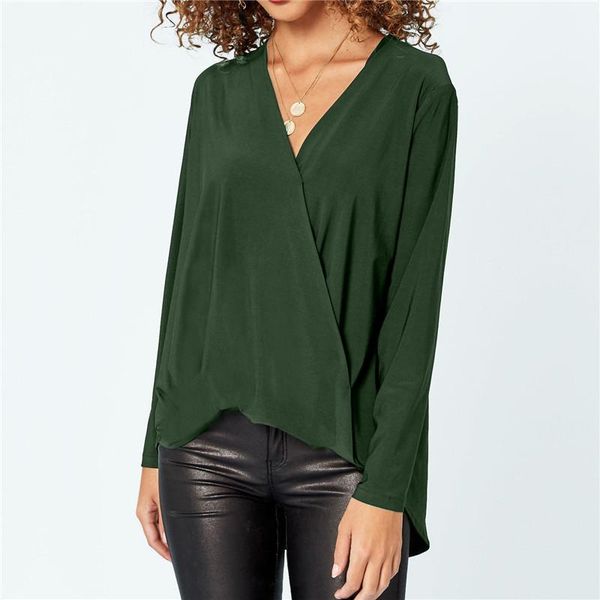 

women's blouses & shirts autumn women 7 color s-2xl comfortable long shirt blouse female solid v-neck, White