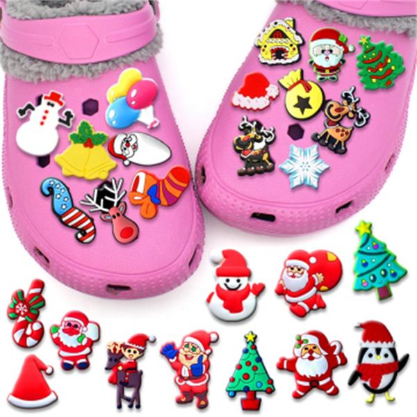 Atacado Christmas Croc Encantos Gingerbread Man Grinch Charms Cartoon PVC Sapato de Borracha para Decorações de Celebridades do Partido