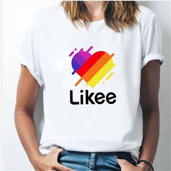 

rainbow heart print ladies t-shirt ladies casual basis o-collar white shirt short sleeve ladies t-shirt love graphic