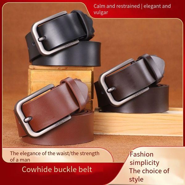 

belts men's belt leather pin buckle two-layer cowhide all-match casual antique young and middle-aged multicolor trousers, Black;brown