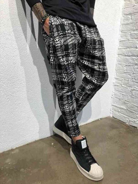 

nueva marca men pants straight leg de corte slim urbano pierna recta casual pantalones plaid men trousers, Black