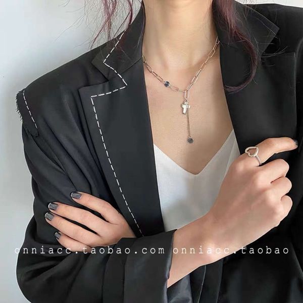 

hbp fashion south korea stainless steel new cross round piece tassel pendant necklace net red clavicle chain, Silver
