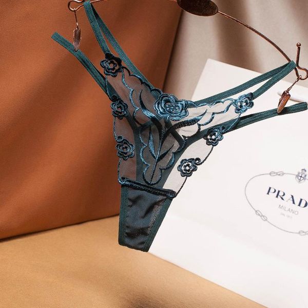 

women's panties lace underwear transparent embroidered floral ladies' seamless thong lingerie for women g-string, Black;pink