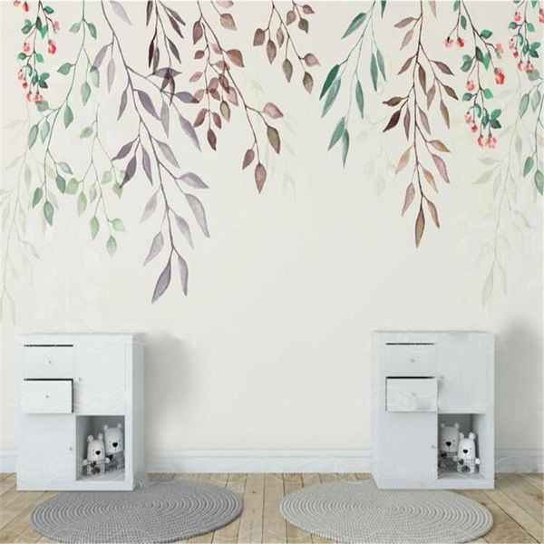 

wallpapers milofi nordic minimalist small fresh leaf mural wallpaper background wall