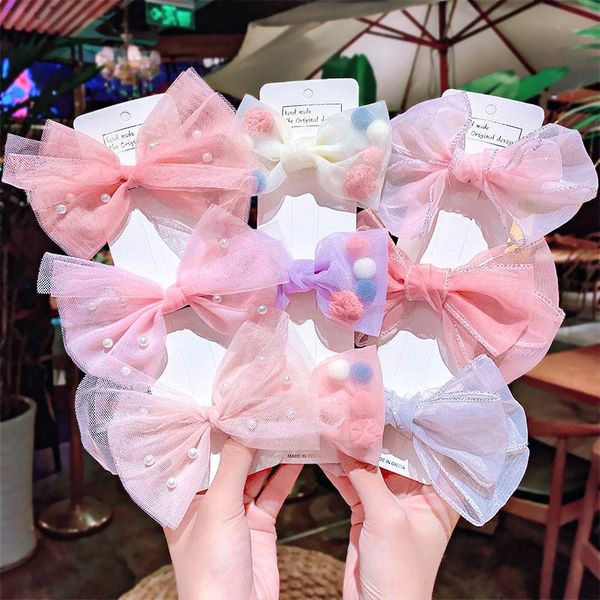 

3pcs cute headwear bow hairpin flower hair pin for girls kids hair accessories princess headdress ornament barrettes clips, Slivery;white