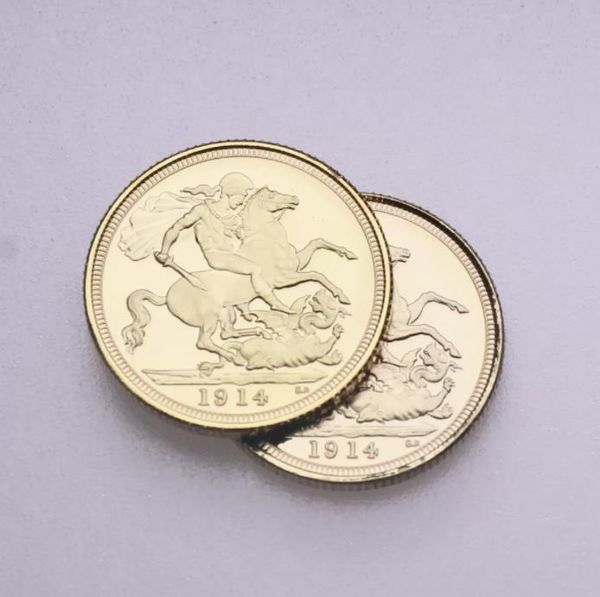 Presentes Misturar 10 pçs / lote 1963 Soberano Britânico George Y Reino Unido Isabel II Moneda Soberano + 1914 British George Gold Coin.cx