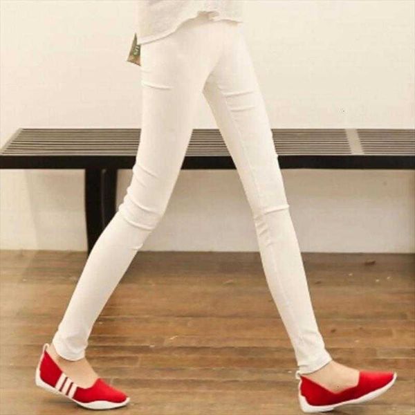 

high waist white black womens legging stretch trousers spring autumn breathable solid skinny pants female plus size