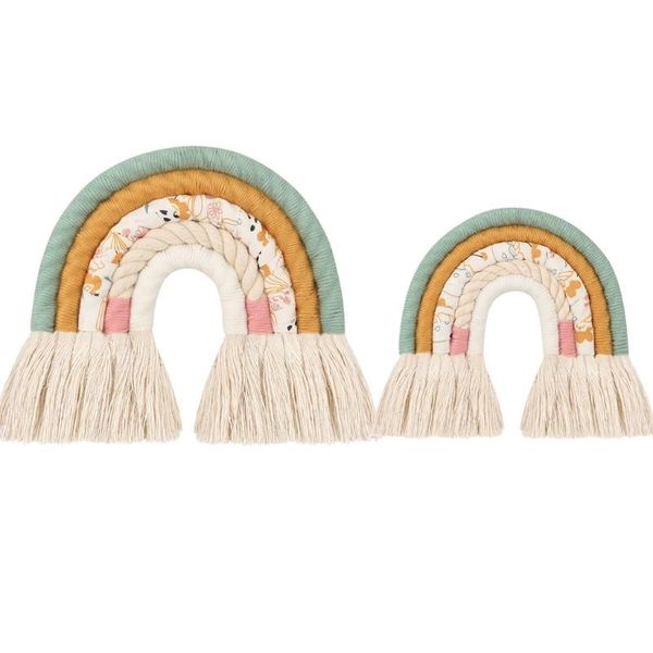 

nordic hand-woven rainbow tapestry children room wall hanging decorations decor