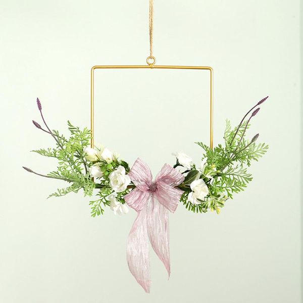 

decorative flowers & wreaths iron flower basket artificial wall hanging rack home garden indoor wedding deco fake