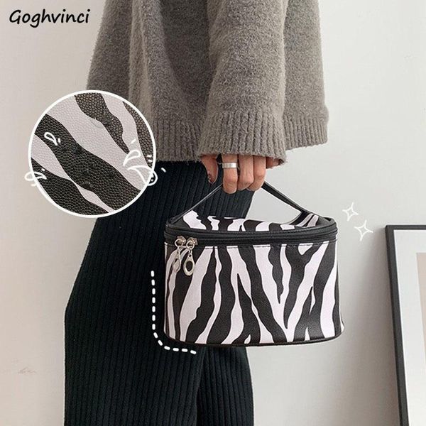 

cosmetic bags pu leather simple texture large capacity makeup storage bag handle leopard luxury water-proof travel portable ins