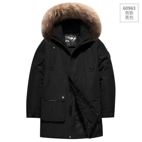 

men's down & parkas 2022 white duck down men's thickened hooded fur collar warm large casual coat outdoor cold proof black