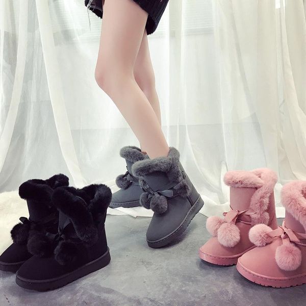 

boots warm winter women snow shoes ankle for female botas mujer invierno 2021, Black