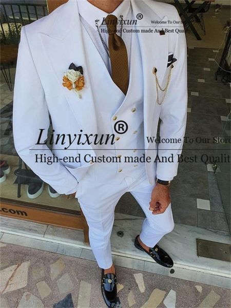 

men's suits & blazers fashion white groom wedding tuxedos silm fit mens 3 pieces set costume homme (jacket+vest+pants) man blazer, White;black