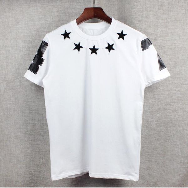 

men's t-shirts high novelty 19ss men 4 7 flocking stars t shirts t-shirt hip hop skateboard street cotton tee #33, White;black