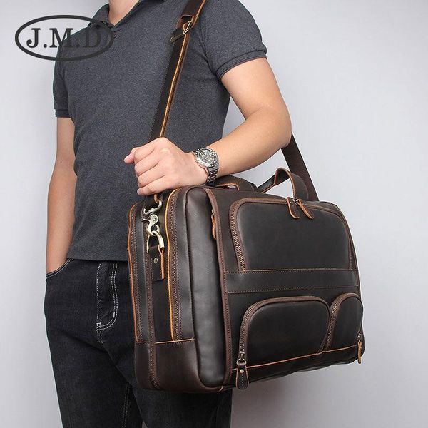 

briefcases j.m.d 100% genuine vintage leather men's briefcase lapbag big size hand business coffee