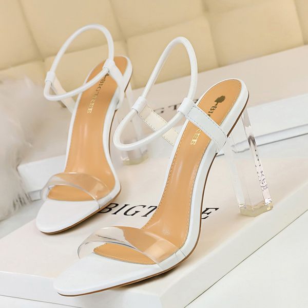 

dress shoes summer women white high heels sandals open toe crystal block stiletto female roman party prom plus size gml7, Black