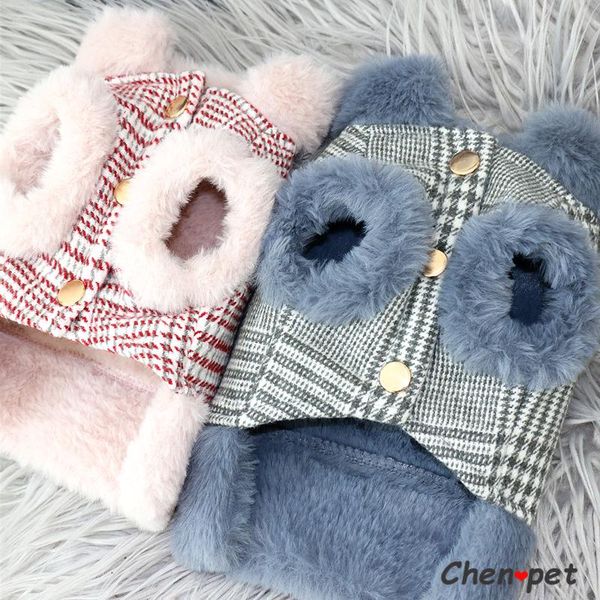 

fashion dog clothes chequer pink coat for poodle pug warm cat clothes small medium dog pink coat puppy costume