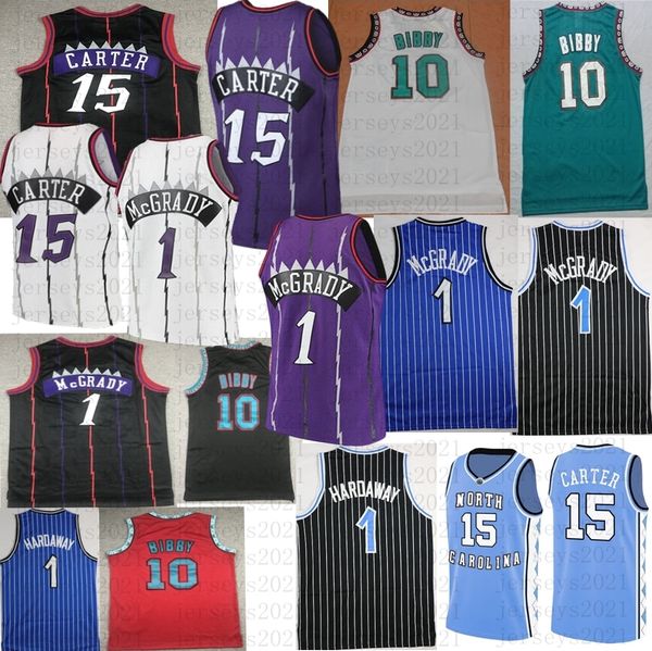 

stitched retro basketball jersey vince carter mcgrady penny 1 hardaway mike 10 bibby jerseys, Black;red