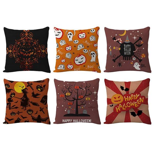 

cushion/decorative pillow 9 pattern 44x44cm halloween cases linen sofa pumpkin ghosts cushion cover home decor