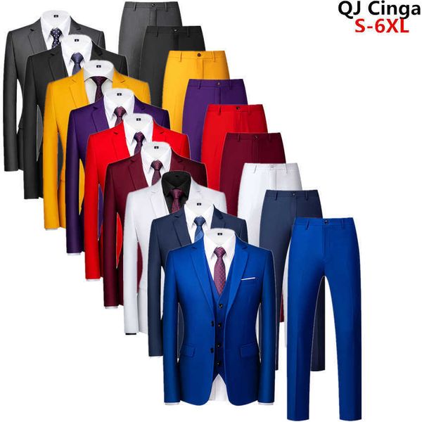 2021 New Big Side Suit Wedding Ternes para homens Melhor homem três Pekes Conjunto (jaqueta + calça + colete) homens formais terno real azul preto 6x x0909