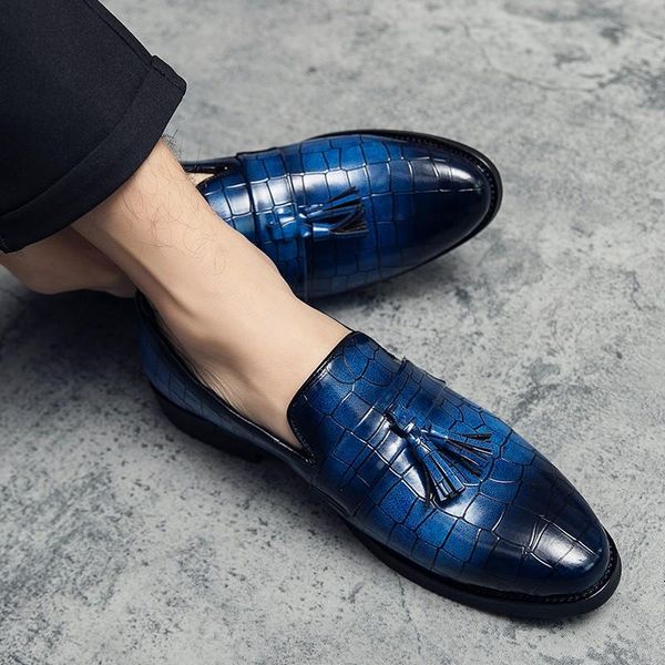 

dress shoes 2021 men's tassel design fashion snake leather business banquet wedding outdoor casual driving shoes47, Black