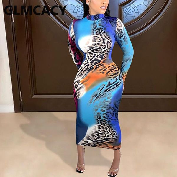 

casual dresses women long sleeve elegant slim leopard dress, Black;gray