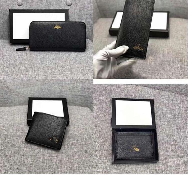 

men's wallets leather 523664 luxury designer famous men wallets bee long black purse short credit cardholders women brand ladies gifts, Red;black
