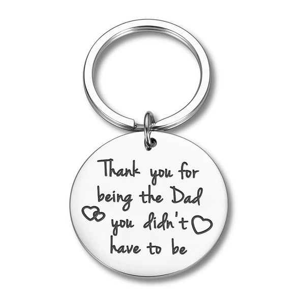 

fathers day gifts for step dad keychain step daddy papa wedding gifts father bride groom from daughter son kids key ringdio chan contact, Slivery;golden