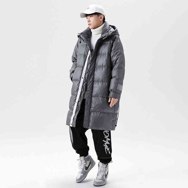 

down jacket men's autumn and winter leisure fashion br medium long loose hooded, Black
