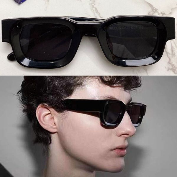 

mens womens designer sunglasses rhodeo-102 fashion classic black square trend brand mini sun glasses super thick sheet frame belted box, White;black