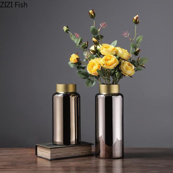 

european modern minimalist glass vase home living room table gold flower arrangement flower decoration ornaments