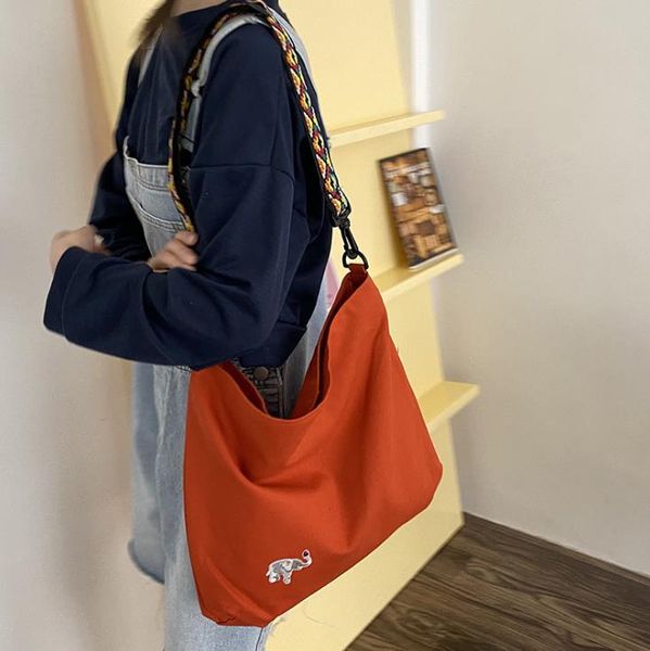 

simple design small and fresh canvas women's bag shoulder messenger handbag