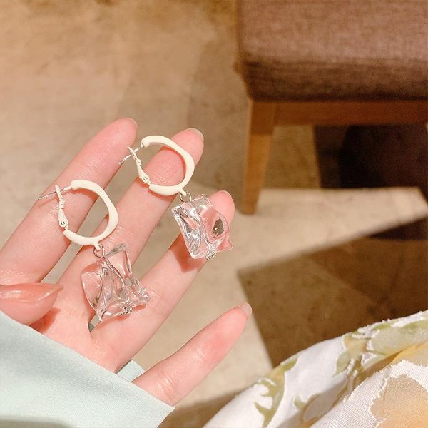 

dangle & chandelier aensoa transparent irregular acrylic earrings for women 2021 elegant geometric drop earring pendientes jewelry gift, Silver